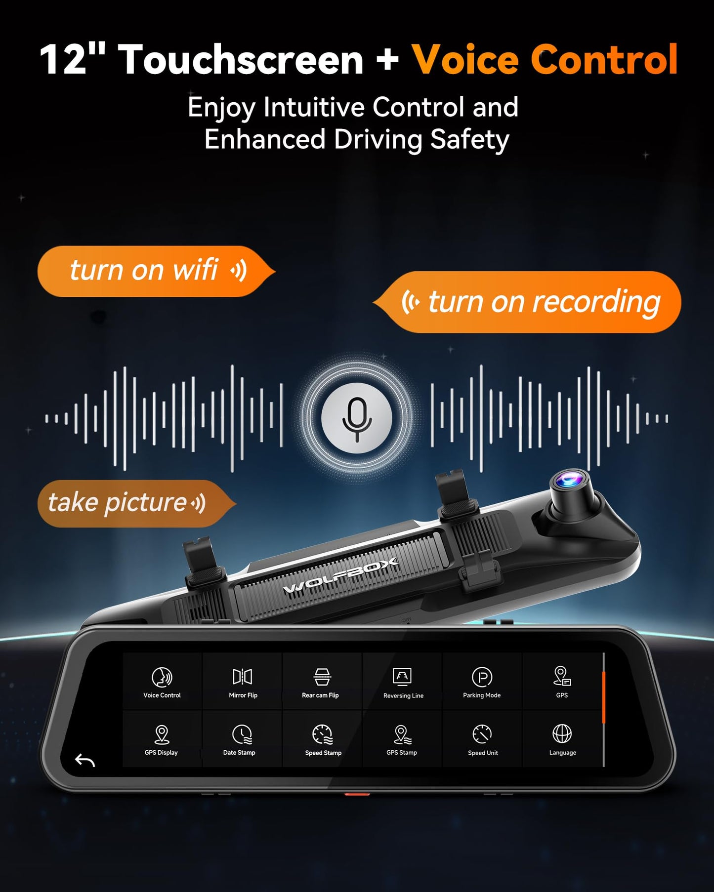 WOLFBOX G900 Tripro Bumper 3-Channel 4K Dash Cam, STARVIS 2, WiFi, GPS, voice control, 256GB.
