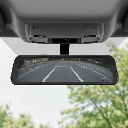 Stinger Jeep Wrangler JL 4K Mirror Dash Cam, 2K rear cam, night vision, DVR, 64GB SD, impact detection.