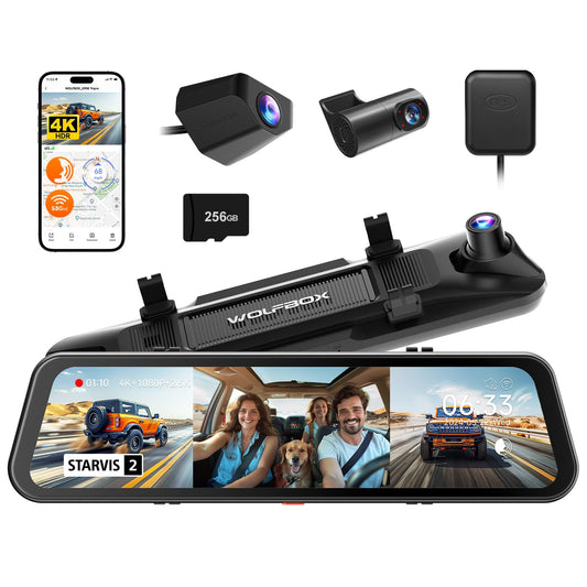 WOLFBOX G900 Tripro Cabin 3-Channel 4K Dash Cam, STARVIS night vision, WiFi, voice control, 256GB.
