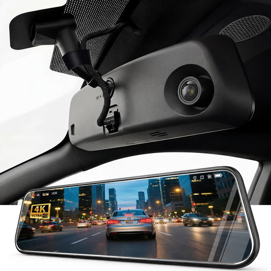 KCV 4K Dash Cam for Ford Mustang 2015–2023, OEM look, front 4K + rear 1080P, plug & play, 64GB.