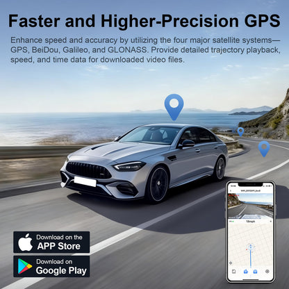 Mangoal Front 4K & Rear 1080P Dash Cam for Ford F150 & Super Duty, WiFi App, GPS, includes 128GB card.
