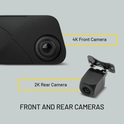 Stinger Jeep Wrangler JL 4K Mirror Dash Cam, 2K rear cam, night vision, DVR, 64GB SD, impact detection.