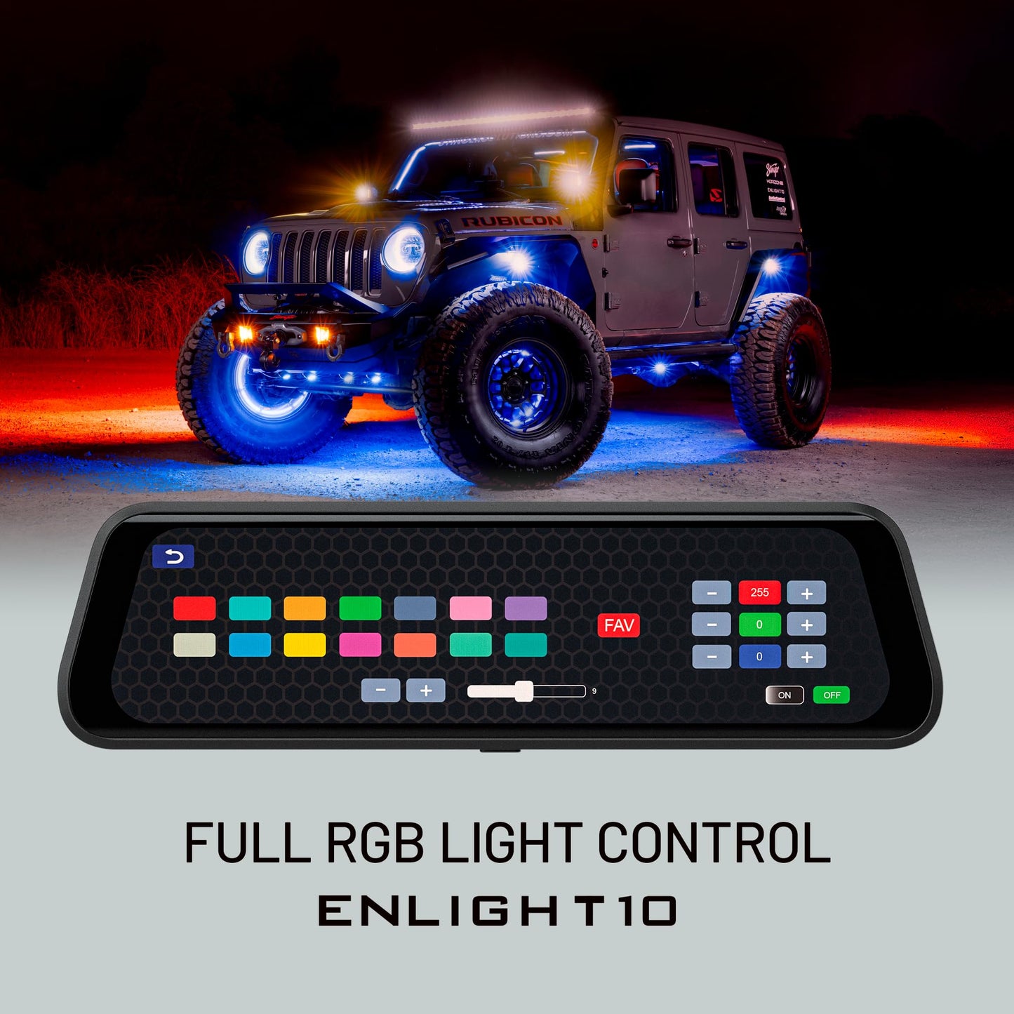 Stinger Jeep Wrangler JL 4K Mirror Dash Cam, 2K rear cam, night vision, DVR, 64GB SD, impact detection.