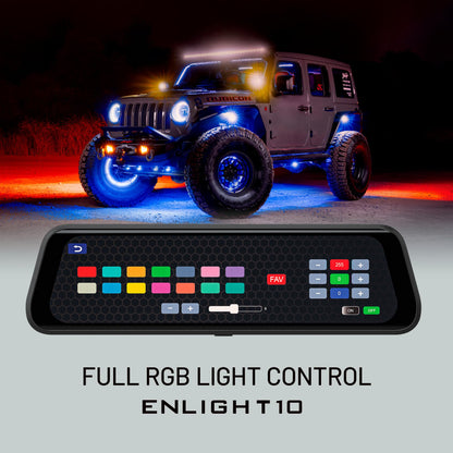Stinger Jeep Wrangler JL 4K Mirror Dash Cam, 2K rear cam, night vision, DVR, 64GB SD, impact detection.